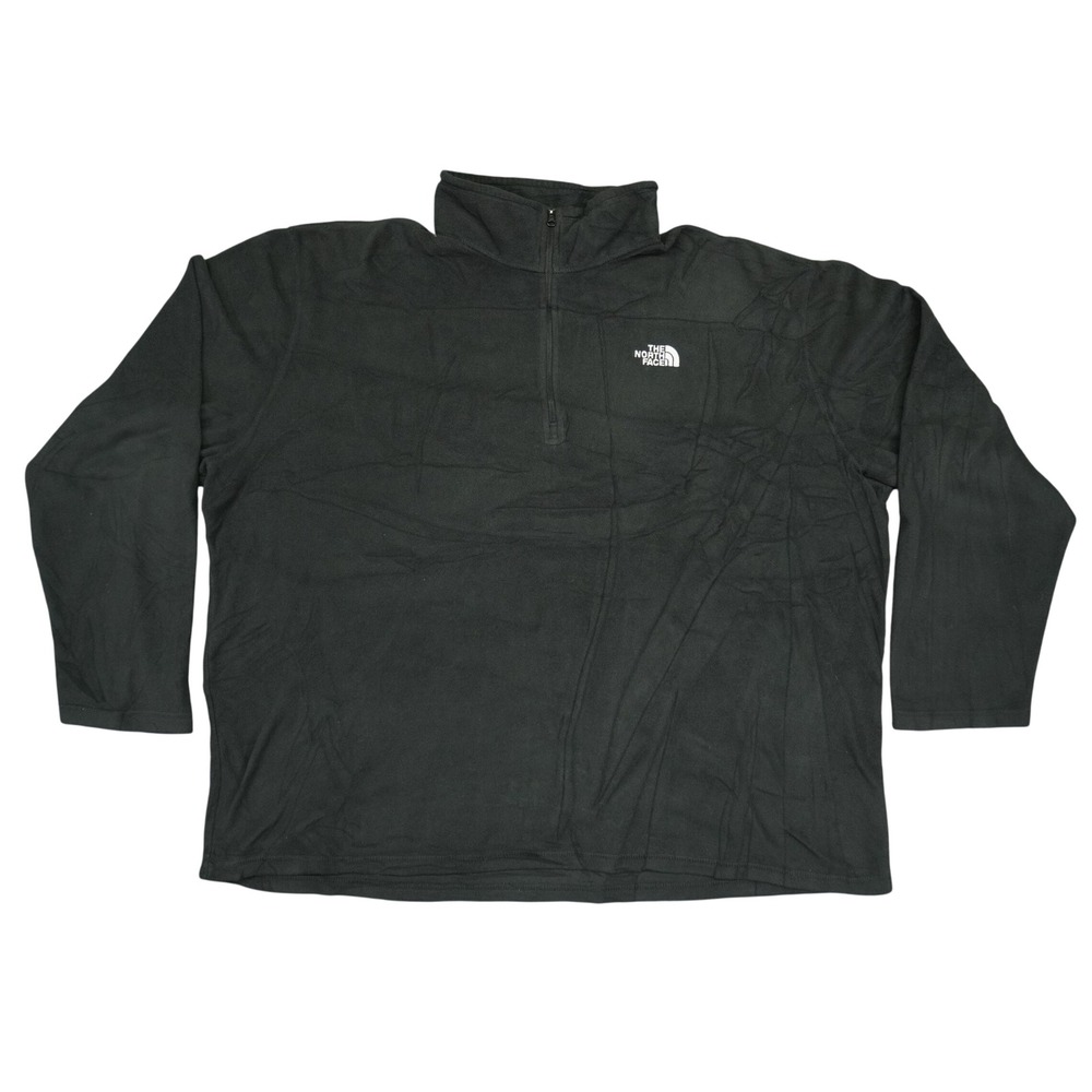 The North Face Fleece Pullover Mens XXL Black TKA 100 Quarter Zip Mock Neck Logo